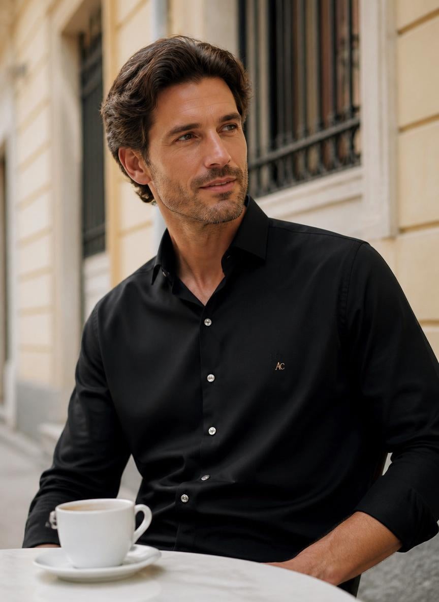 Sorrento Shirt Black — 100% Cotton Poplin
