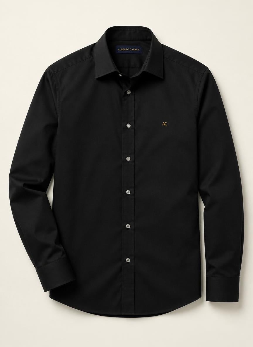 Sorrento Shirt Black — 100% Cotton Poplin