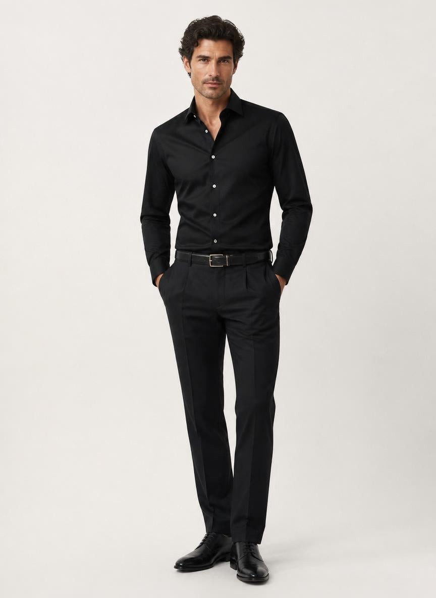 Sorrento Shirt Black — 100% Cotton Poplin