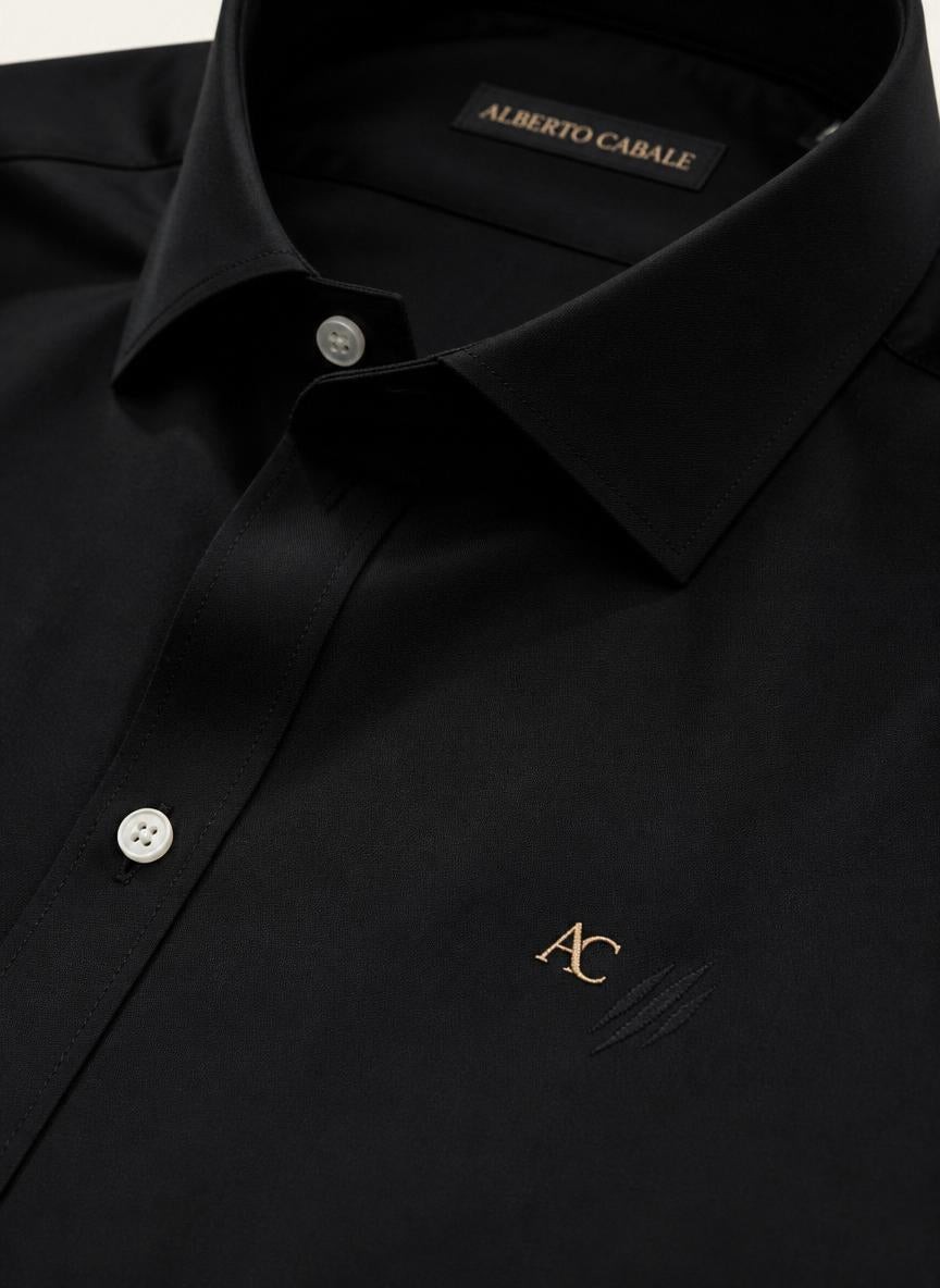 Sorrento Shirt Black — 100% Cotton Poplin