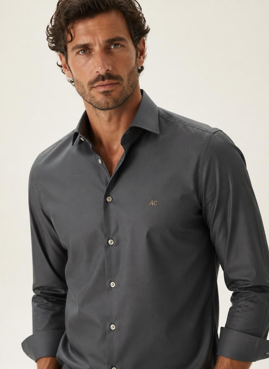 Sorrento Shirt Grey — 100% Cotton Poplin