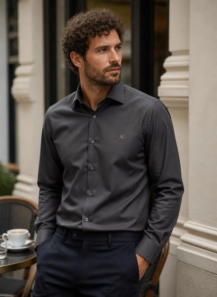 Sorrento Shirt Grey — 100% Cotton Poplin