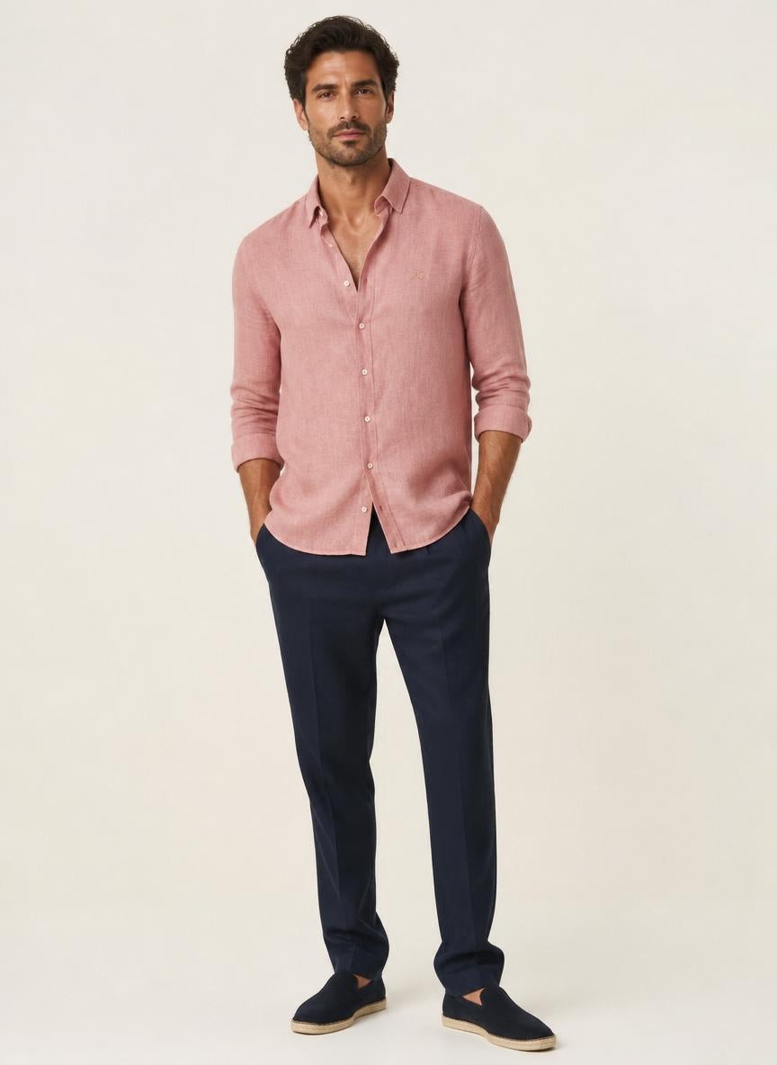 Amalfi Shirt Pink — 100% Linen