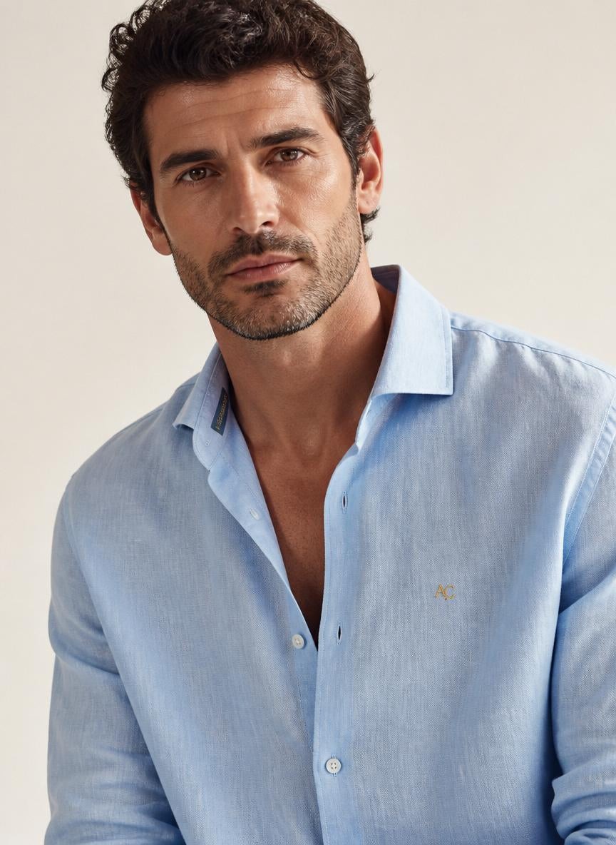 Amalfi Shirt Sky Blue — 100% Linen
